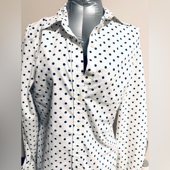 GAP Tops - Gap White Polka Dot Button-Up Shirt